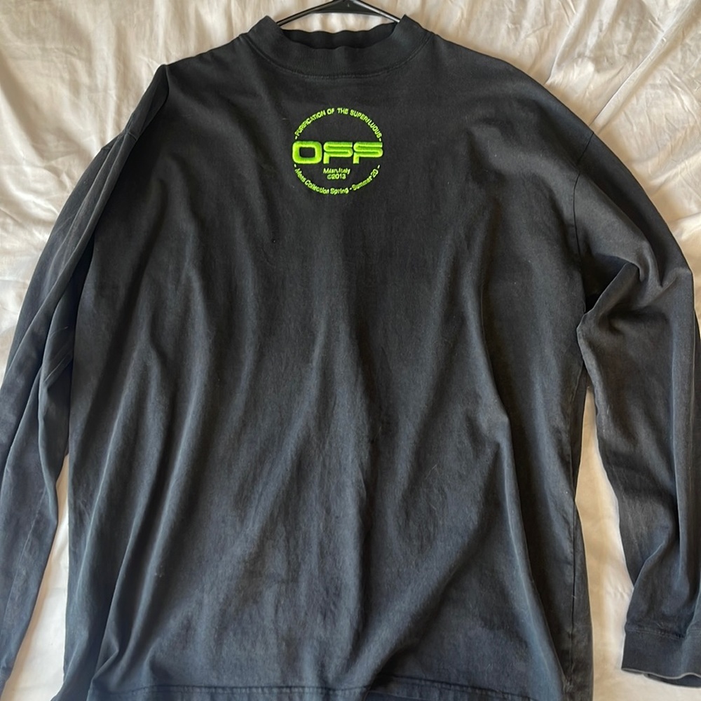 Mens Off- White Long Sleeve TShirt